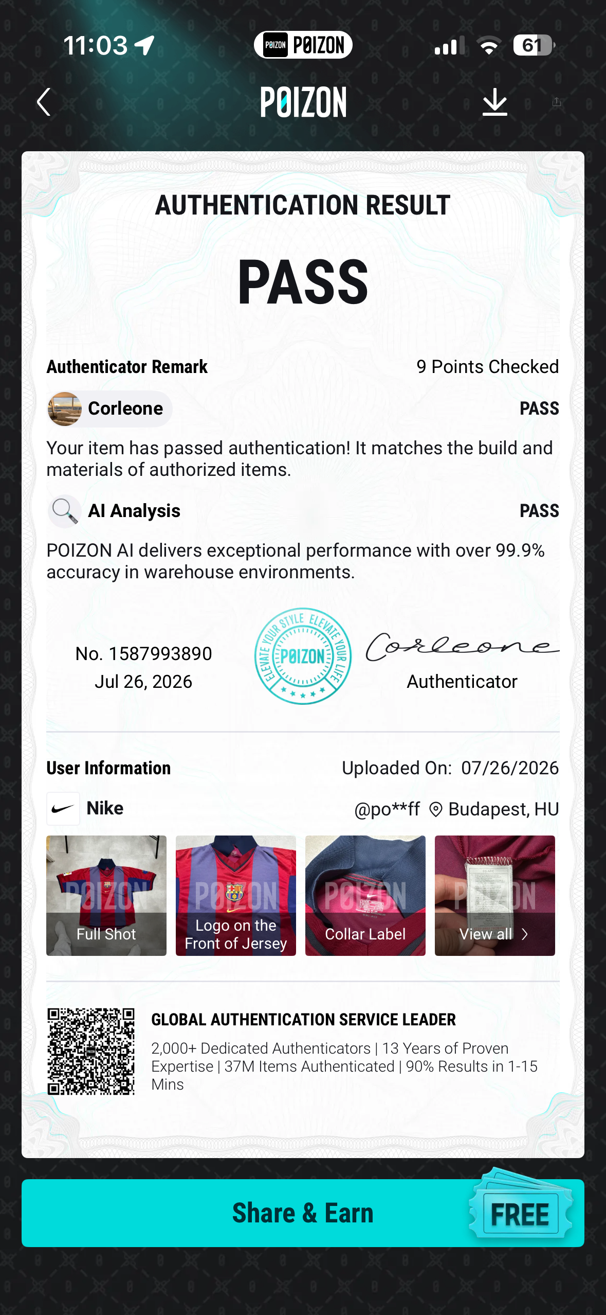 Nike FC Barcelona 1999/00 Centenary home Jersey (M)