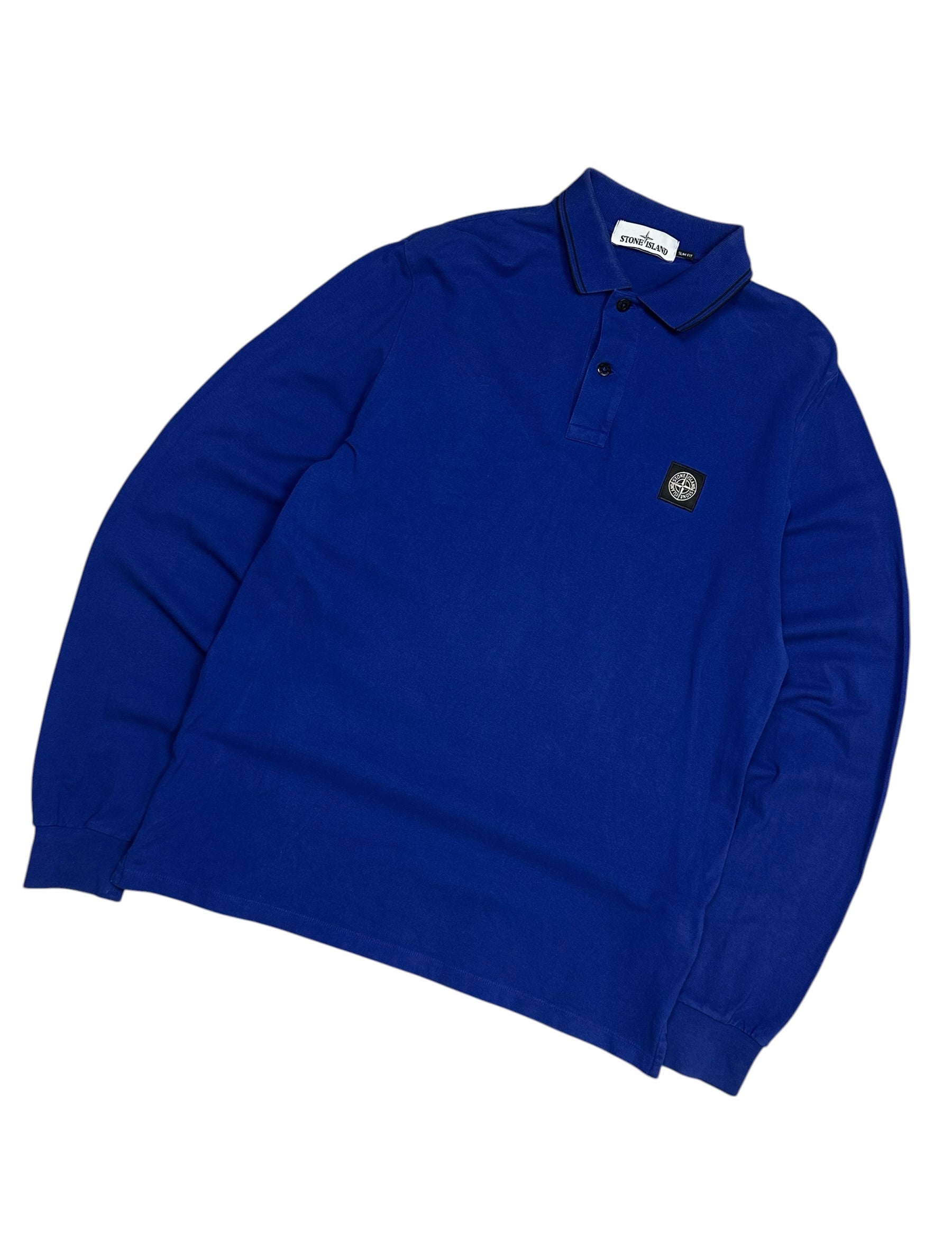Stone Island Blue Long Sleeve Poloshirt (L)