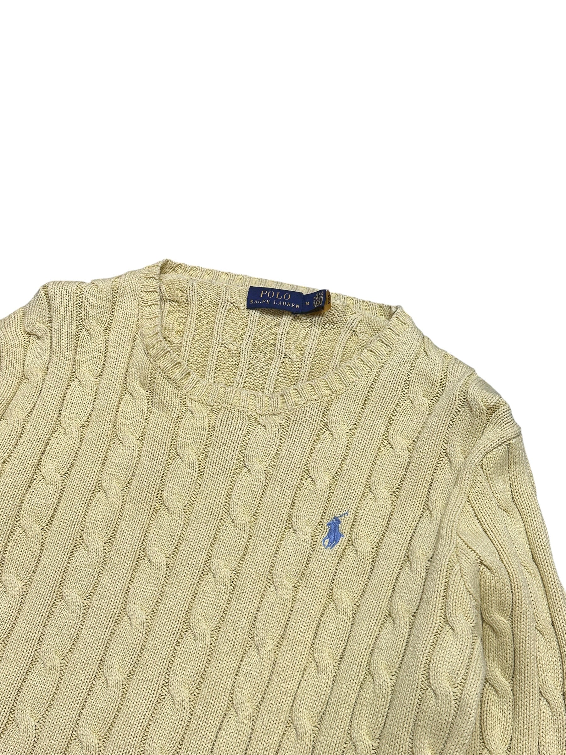 Polo Ralph Lauren Cream Cable Knit Crewneck (Women M)
