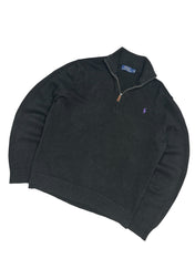 Polo Ralph Lauren Black 1/4 Quarter Zip Knit Pulover (M)