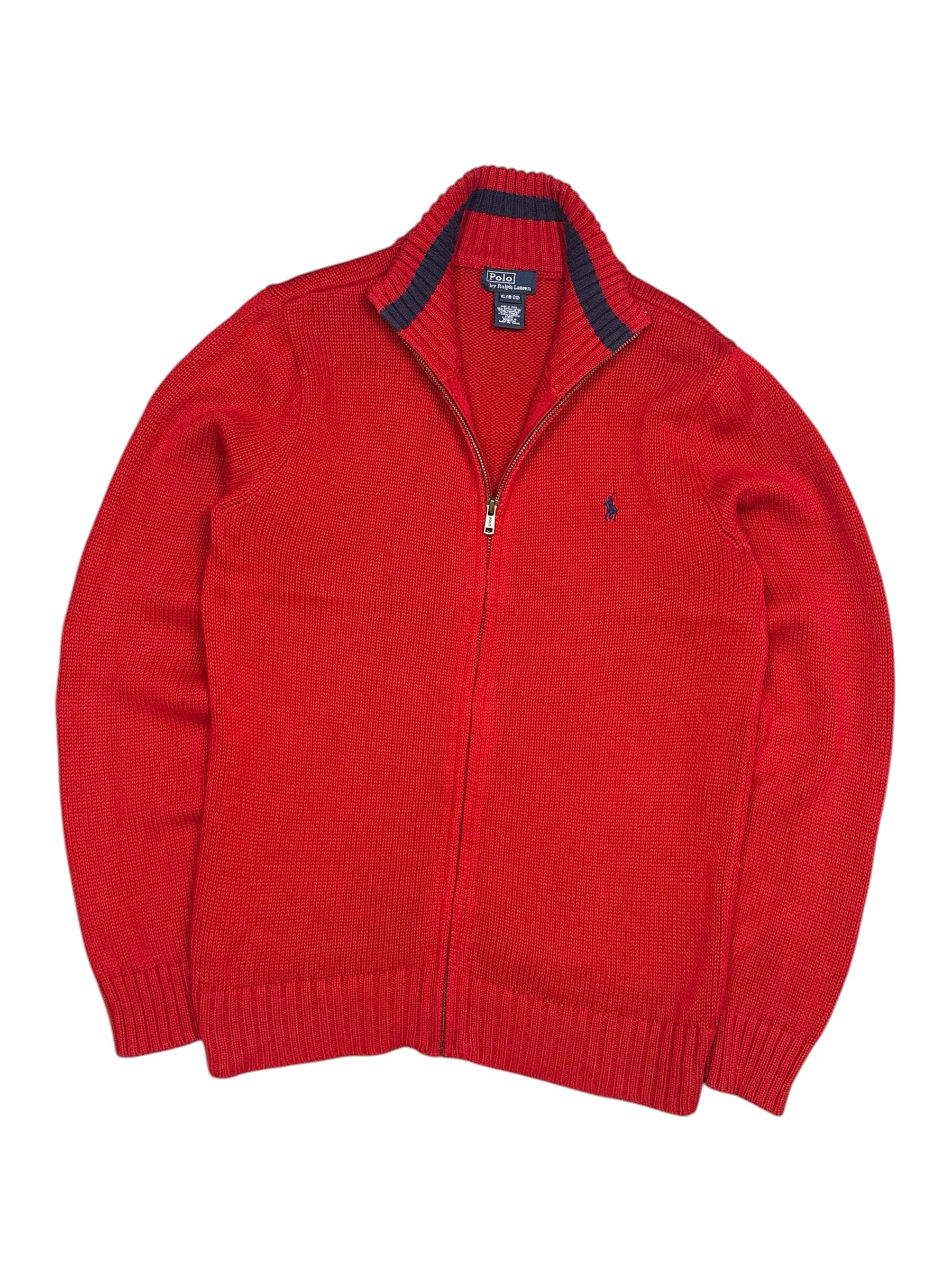 Polo Ralph Lauren Red Full Zip Knit Pulover (M)