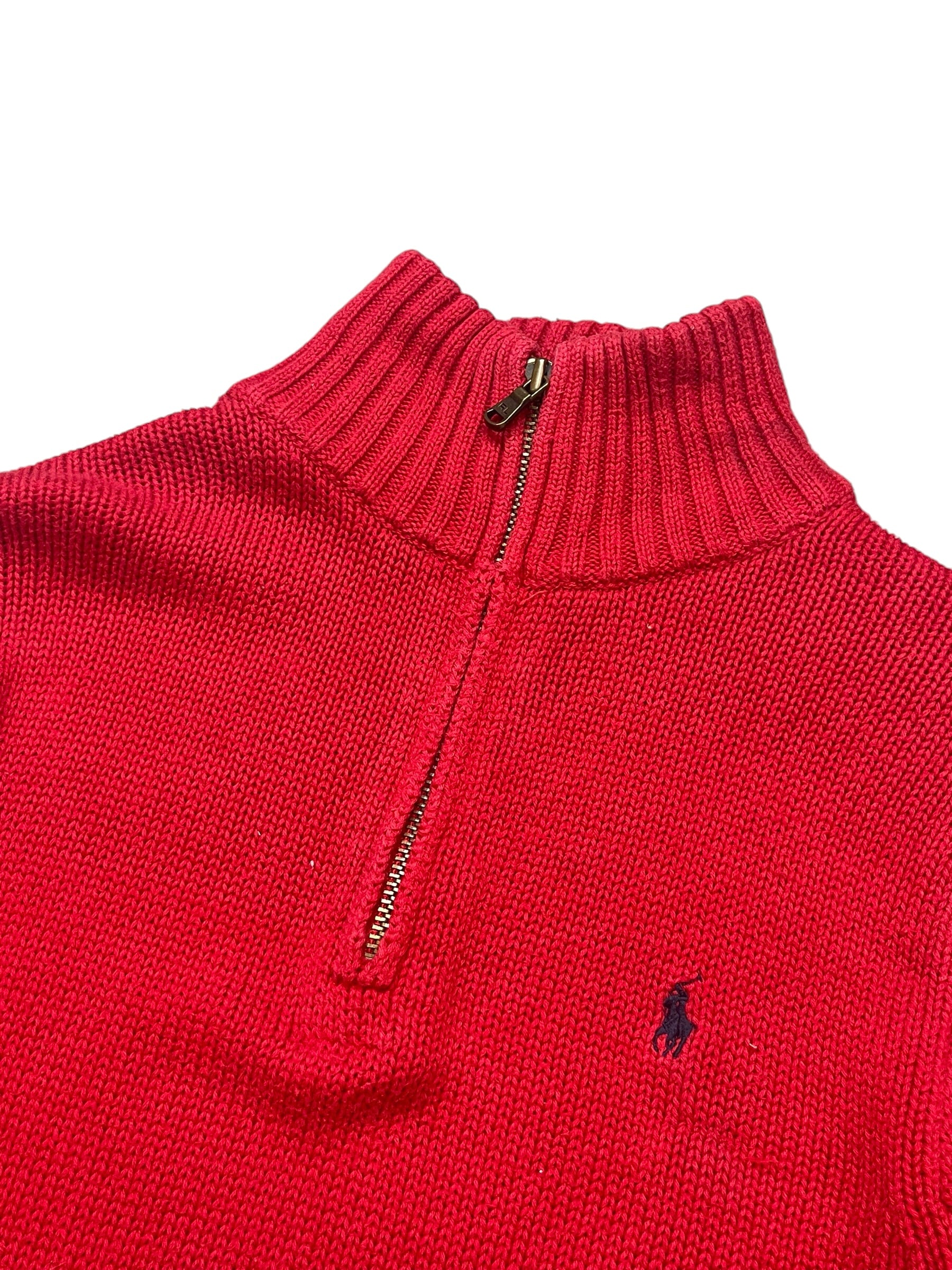 Polo Ralph Lauren Red Knitted Half Zip (Women S - Men XXS)