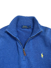 Polo Ralph Lauren Blue Quarter Zip Knit Pulover (M)