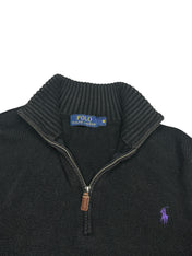 Polo Ralph Lauren Black 1/4 Quarter Zip Knit Pulover (M)