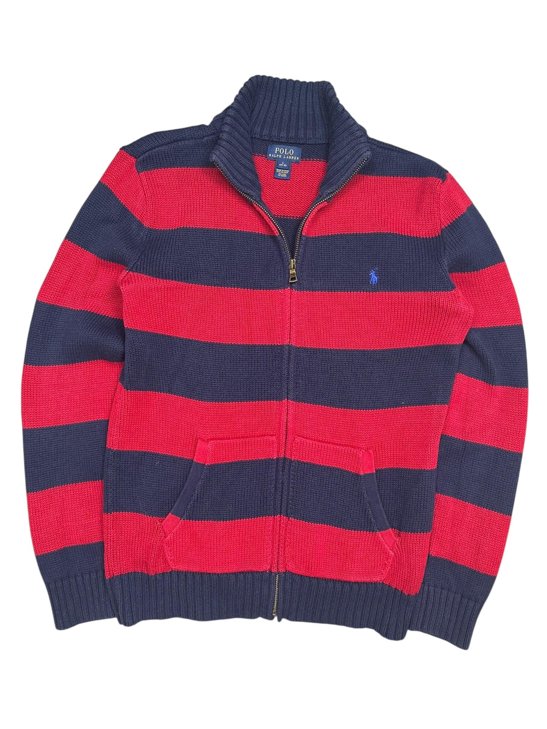 Polo Ralph Lauren Striped Full Zip Knit Pulover (S)