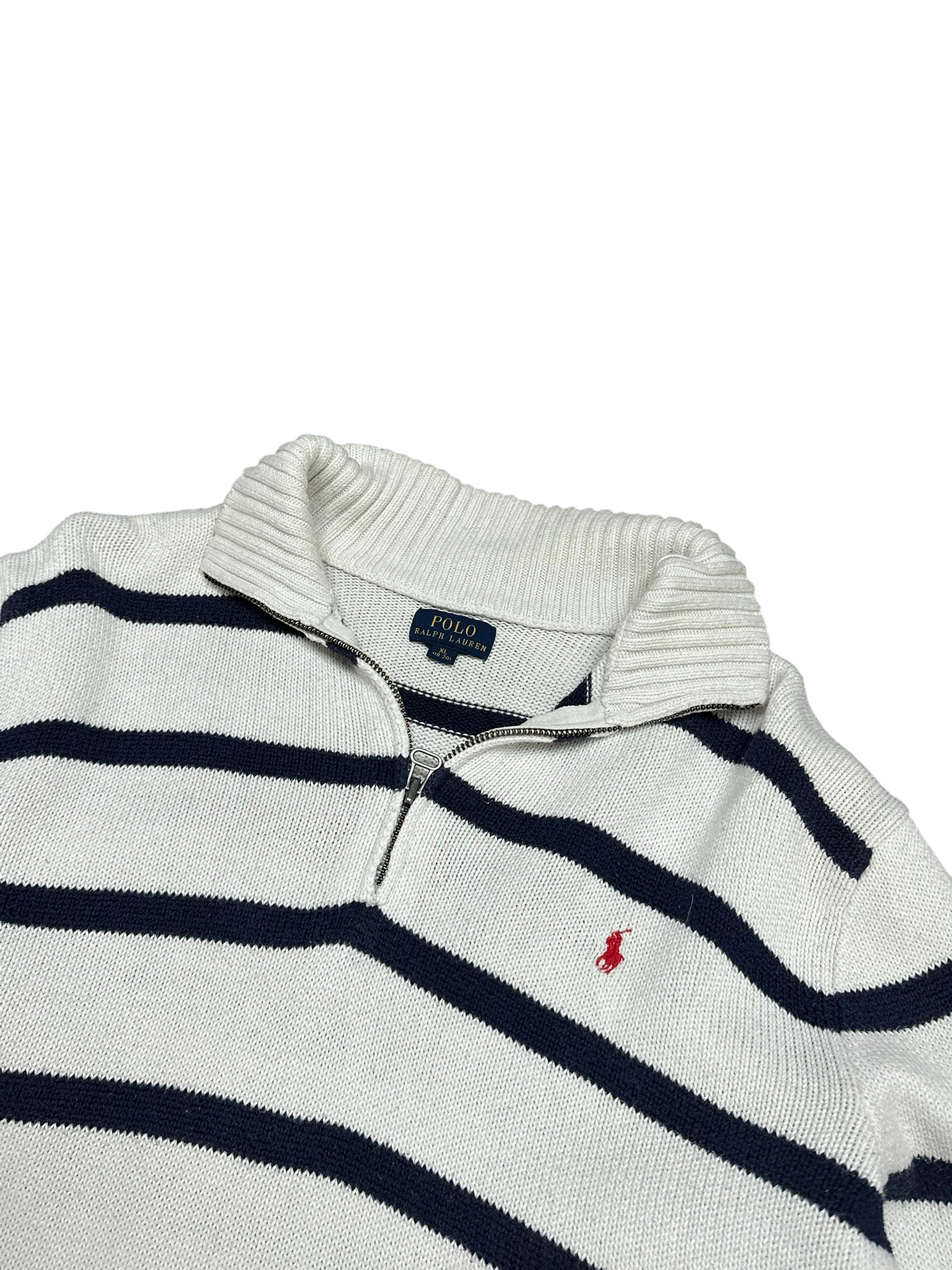Polo Ralph Lauren Striped 1/4 Quarter Zip Knit Pulover (M)