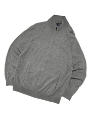 Szürke cipzáras streetwear pulóver, oldalzsebekkel, vintage stílusú férfi felső.