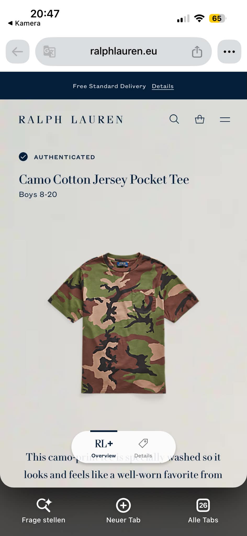 Polo Ralph Lauren Camo Tee (S)