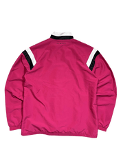 Pink Real Madrid streetwear kabát, fekete-fehér részletekkel, vintage stílus