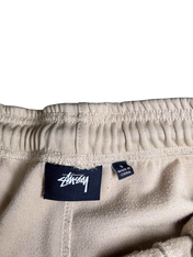 Bézs Stussy streetwear melegítőnadrág címke, rugalmas derékrésszel, méret S