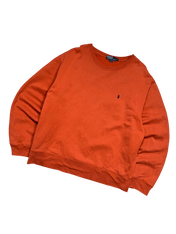 Narancssárga vintage Ralph Lauren pulóver, hímzett logóval, streetwear stílus