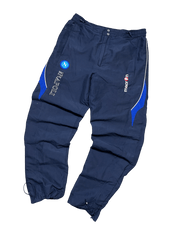 Sötétkék SSC Napoli vintage melegítőnadrág macron logóval, sportos streetwear stílus