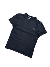 Candy Streetwear sötétszürke melírozott Lacoste férfi póló hímzett krokodil logóval és kerek nyakkivágással.