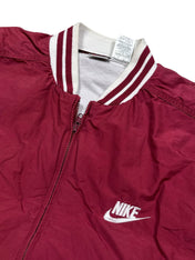Candy Streetwear bordó és fehér Nike vintage baseball dzseki csíkos passzés nyakkal és hímzett logóval