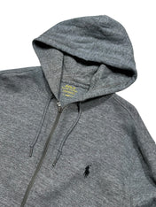 Candy Streetwear sötétszürke melírozott Polo Ralph Lauren cipzáras kapucnis pulóver hímzett logóval