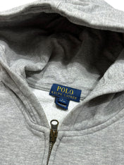 Candy Streetwear szürke Polo Ralph Lauren cipzáras kapucnis pulóver belső címkével és fém cipzárral