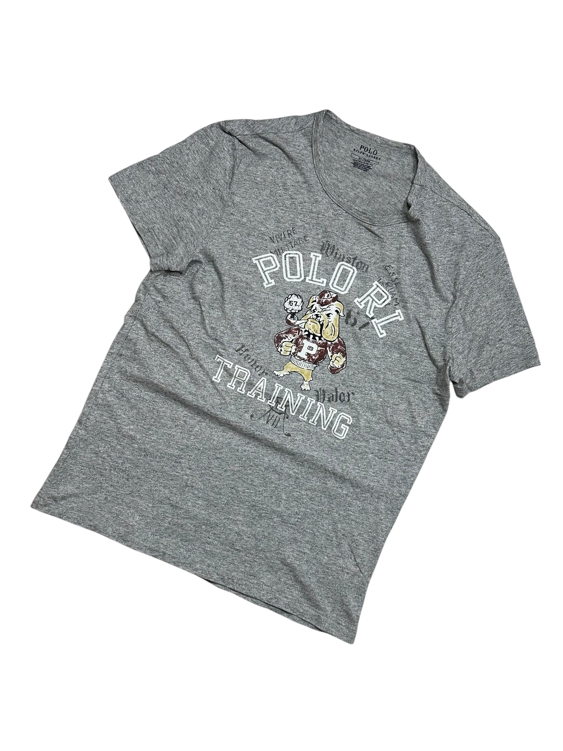 Candy Streetwear szürke Polo Ralph Lauren férfi póló bulldog grafikával és Polo RL Training felirattal