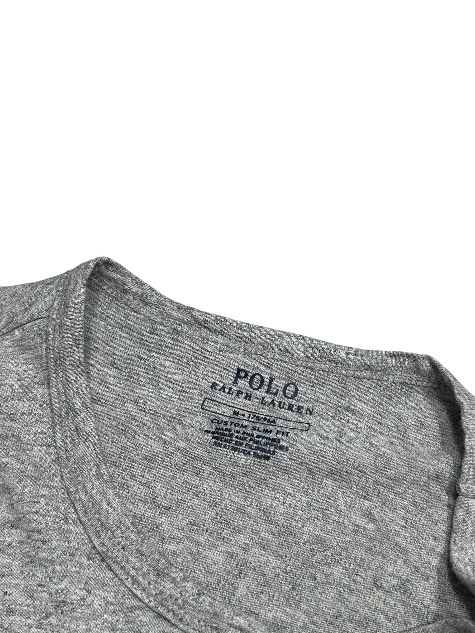 Candy Streetwear Polo Ralph Lauren szürke melírozott férfi póló nyakkivágása belső márkajelzéssel
