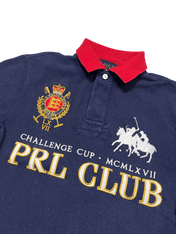 Sötétkék vintage Polo Ralph Lauren galléros póló piros gallérral, PRL CLUB hímzéssel