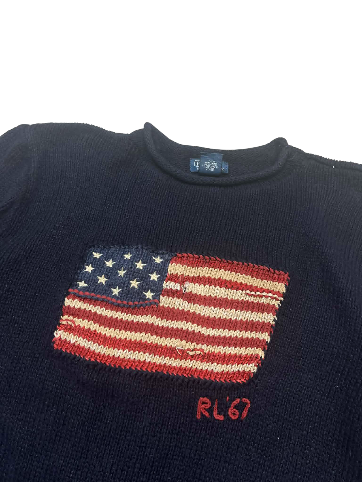 Ralph Lauren Vintage USA Flag Crewneck Sweater (S-M)